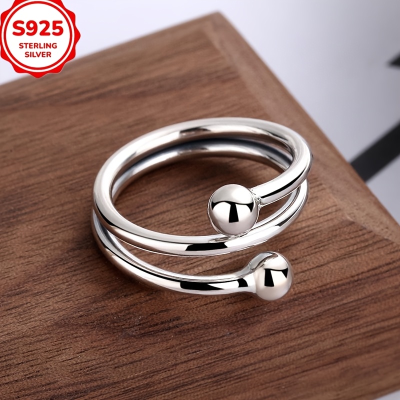 Men'S Minimalist Accessories - Lindo anillo de cuentas de plata