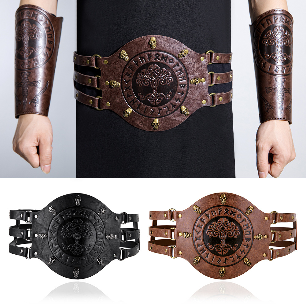 Men Accessories Style - Cinturón ancho medieval, disfraz de caballero