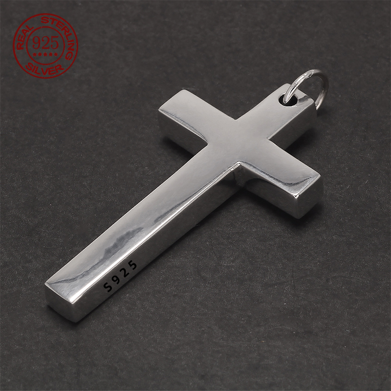 Men'S Minimalist Accessories - Colgante de cruz de plata sólida
